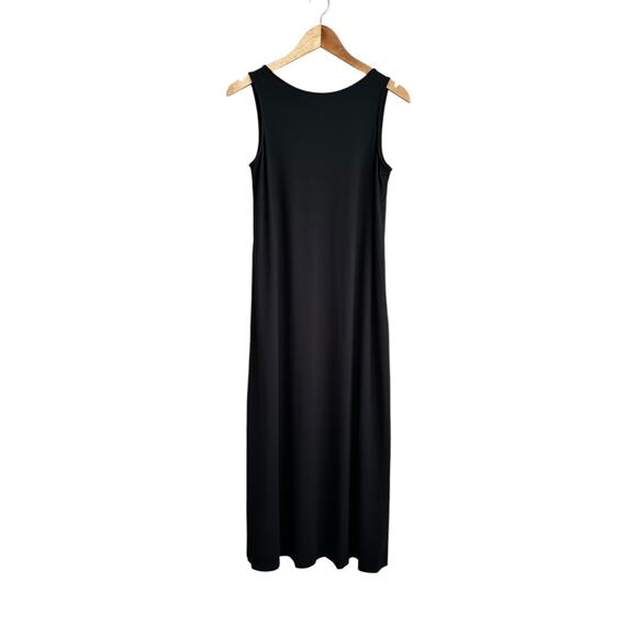 J Jill Wearever Sleeveless Smocked Back Midi Maxi Long Black Dress Size Small - Picture 1 of 5